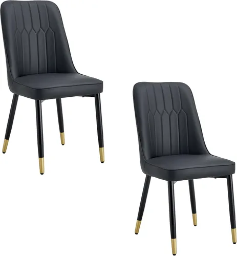 Juego de 2 sillas de comedor modernas, color negro, sillas de comedor modernas para sala de estar, cocina, dormitorio, cómodas patas de metal