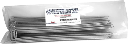 Pinnacle Mercantile Grapas/Estacas/clavijas de jardín galvanizadas de 12 pulgadas, acero de calibre 9 resistente a la corrosión (50)