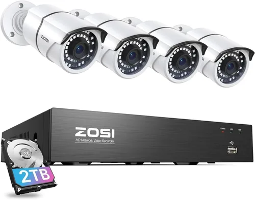 Miniatura 12 de ZOSI Sistema de cámaras de seguridad para el hogar 4K 16CH PoE con disco duro de 4TB, NVR CCTV H.265 de 8MP de 16 canales, 12 piezas de cámaras IP