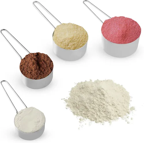 Juego de tazas medidoras de acero inoxidable, 4 piezas de metal para utensilios de cocina líquidos secos (1, juego de 4 piezas)