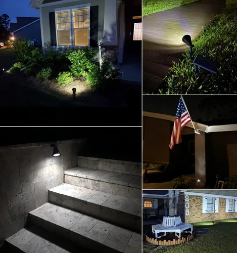 Miniatura 6 de MEIHONG Lámpara solar de techo para porche + focos solares de anochecer a amanecer, luces solares de paisaje, luces solares para jardín, porche