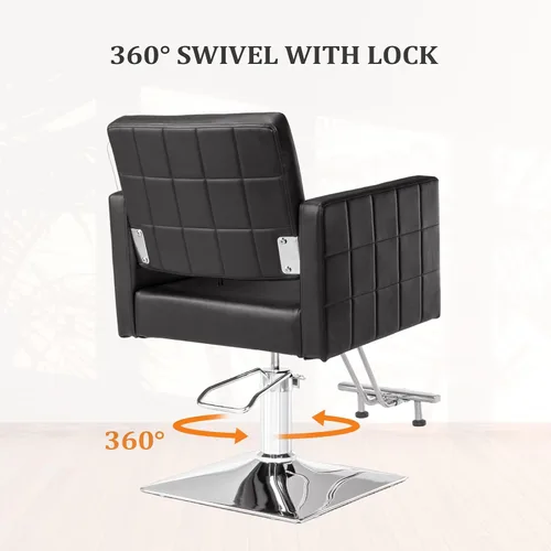 Miniatura 7 de Bonnlo Silla de peluquería para estilista de peluquería de asiento ancho, silla de peluquería hidráulica con reposapiés de acero inoxidable, silla