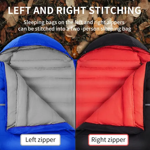 Miniatura 7 de Saco de dormir de plumón para adultos, 600 de potencia de relleno, ultraligero y compacto con saco de compresión para mochileros, camping, senderismo