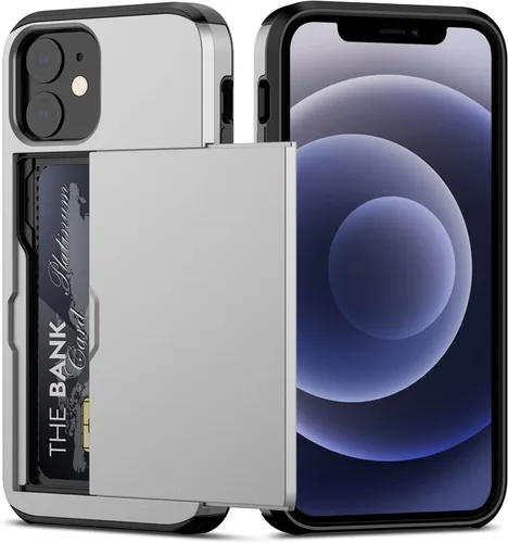 Miniatura 19 de Nvollnoe Funda para iPhone 12/12 Pro con Portarjetas [Almacena 5 Tarjetas] Funda Cartera de Doble Capa Resistente de Servicio Pesado a Prueba