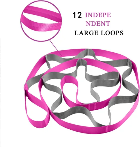 Miniatura 2 de SANKUU - Correas de yoga para estiramiento con 12 bucles, póster de entrenamiento, correas para estiramiento, equipo de terapia física, bandas