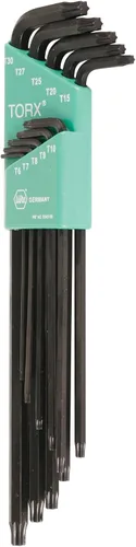 Miniatura 3 de Wiha 36689 ErgoStar Torx - Juego de llaves en L, 13 piezas, T5–T45, extremo de bola y estándar, soporte de apertura rápida automática, óxido negro