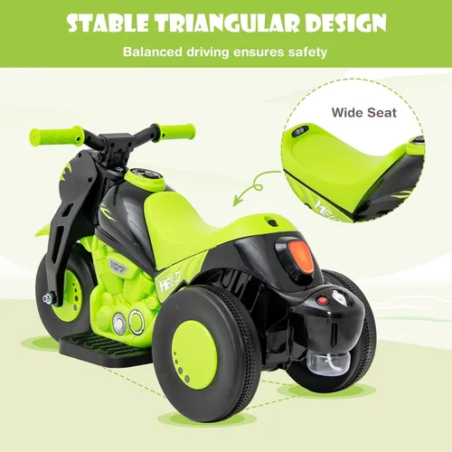 Miniatura 8 de OLAKIDS Motocicleta para niños, coche eléctrico de 6V con función automática de burbujas, pedal de pie, faro, música, vehículo de 3 ruedas Manzana