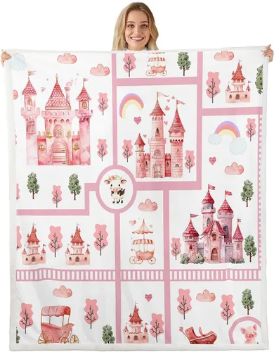 Miniatura 11 de Manta de franela de unicornio para todas las estaciones, manta romántica de carrusel de parque de atracciones, estilo princesa, diseño de cuento