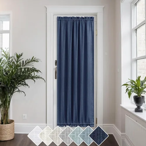 Miniatura 13 de KOUFALL Cortinas de luz lateral para puerta de 72 pulgadas de largo para ventanas laterales, mezcla de lino, protección de privacidad, filtrado