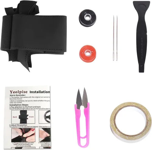 Miniatura 5 de Funda de volante cosida a mano, compatible con Toyota RAV4 SUV 2019-2024 / Avalon 2019-2022 / Camry 2018-2024 / Corolla 2020-2025, funda de cuero