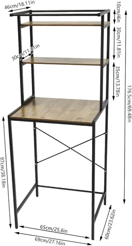 Miniatura 2 de Estante de secado de 3 niveles para lavandería, estante de almacenamiento sobre la lavadora y secadora, almacenamiento de secado de ropa