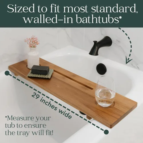 Miniatura 2 de Bandeja de bañera Nature Shed prémium para bañeras estándar bandeja de baño de lujo de acacia sólida de 29 pulgadas para bañera organizador