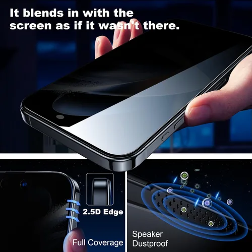 Miniatura 5 de WSKEN Protector de pantalla de privacidad para iPhone 15 Pro Max [eliminación automática de polvo] Pantalla de cobertura completa 2.5D Edge 28