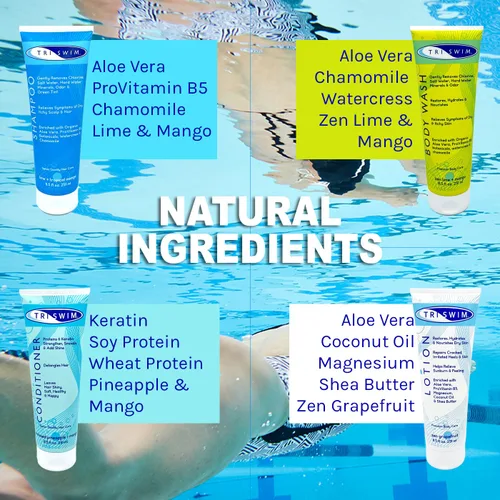 Miniatura 3 de TRISWIM Serious Swimmers Splash Box Lavado corporal después de nadar + champú y acondicionador para nadadores + loción Spray antirozaduras