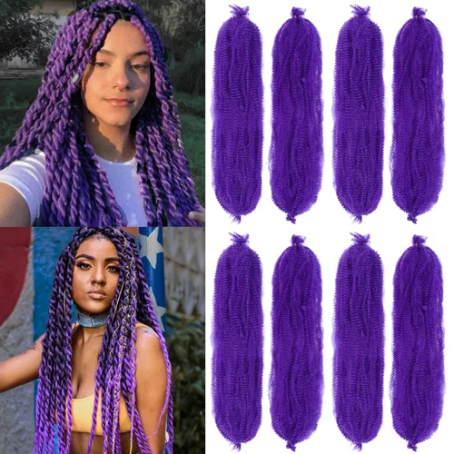 Miniatura 38 de Cabello Rizado Afro Elástico 8 Paquetes Cabello Trenzado Marley Twist Cabello Spring Twist Pre-Separado para Locs Falsos Cabello de Ganchillo Kinky