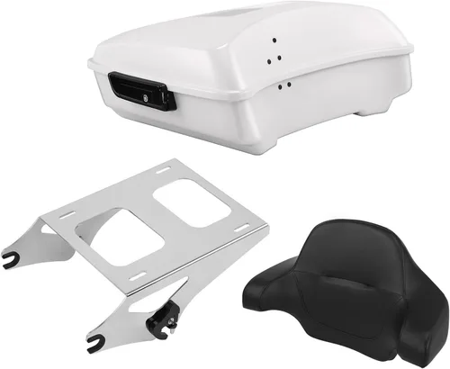 Miniatura 23 de TCT-MOTORPARTS Atlas Silver Metálico Maletero de Viaje Modificado con Respaldo y Montaje en Rack Adecuado para Harley Touring 14-25 Street Glide
