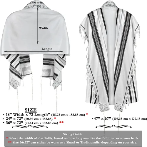 Miniatura 3 de Zion Judaica Tallit Chal de oración con bolsa de talit certificado Kosher Talis Gadol con certificado Tzitzit Israel Importación