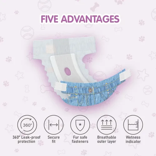Miniatura 3 de COCOYO Pañales desechables para perros hembra, pañales para perritas, pañales para perritas, súper absorbentes, transpirables, indicador de humedad