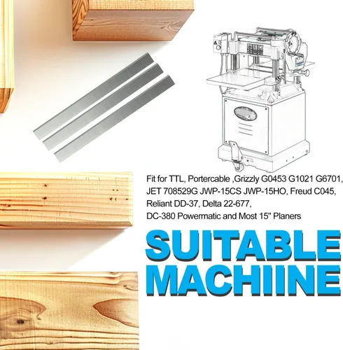 Miniatura 6 de Cuchillos cepilladores de 13-1/8 pulgadas para Delta RC-33, DC-33 Rockwell Jointer Planer 13-1/8" x 1" x 1/8" 3pcs
