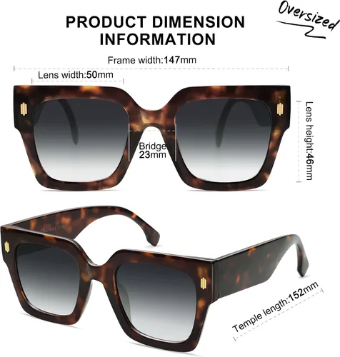 Miniatura 10 de SOJOS Gafas de sol cuadradas vintage de gran tamaño para mujer, estilo retro, de lujo, grandes, UV400 SJ2194