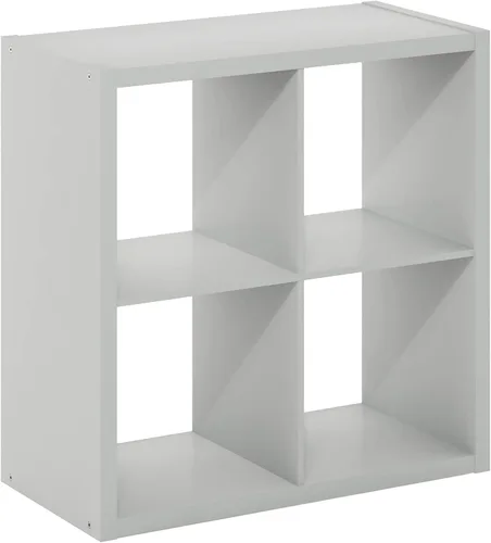 Miniatura 10 de Furinno Organizador de Almacenamiento en Cubos Decorativos con Respaldo Abierto, 4 Cubos, Gris Claro
