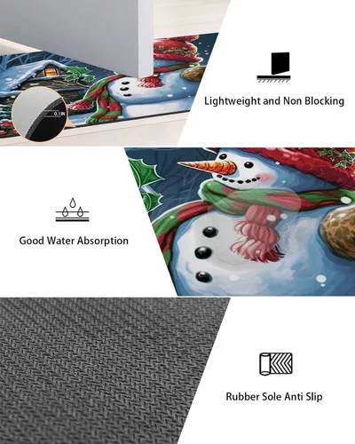 Miniatura 2 de Tapete de baño de muñeco de nieve para bañera, antideslizante, de secado rápido y absorbente, tierra de diatomeas, fregadero, dormitorio, cocina