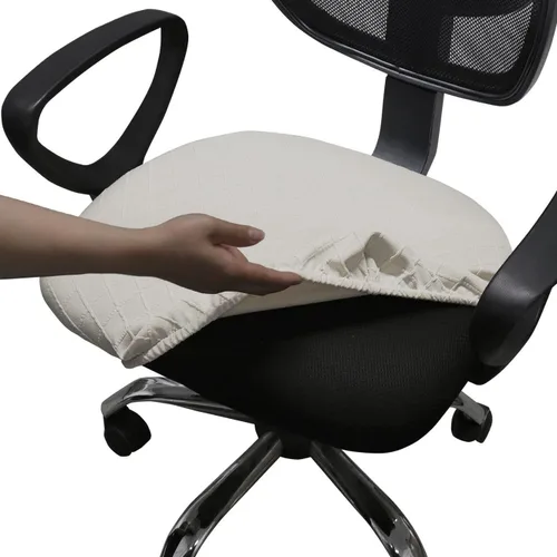 Miniatura 19 de Melaluxe Funda para silla de oficina de jacquard elástico, extraíble y lavable, funda de asiento giratoria para silla de escritorio, color negro