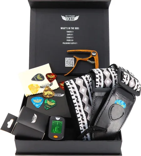 Miniatura 13 de Stage Rocker Guitar Accessories Gift Box for Acoustic and Electric Guitars, 5-in-1 Essential Gift