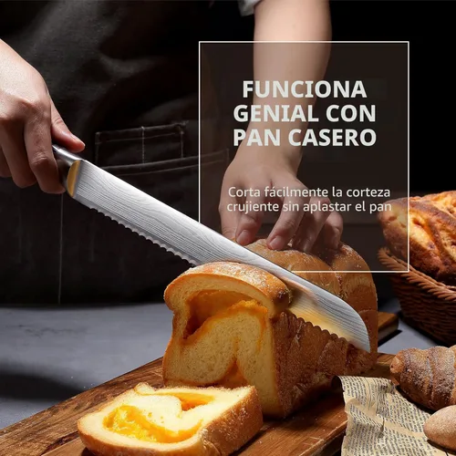 Miniatura 3 de Cuchillo de pan PAUDIN, cuchillo dentado de 10 pulgadas, cuchillo de pan alemán de acero inoxidable para pan casero, filo afilado como una navaja