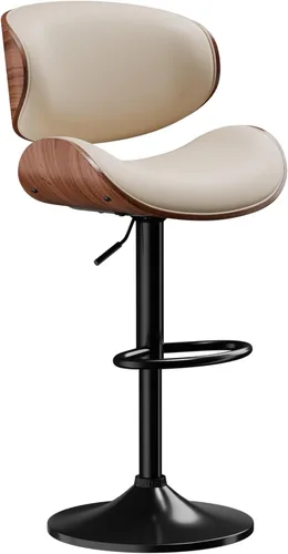 Miniatura 40 de Taburetes de bar, taburetes de bar giratorios ajustables para isla de cocina, sillas de barra de cuero moderno de mediados de siglo de altura