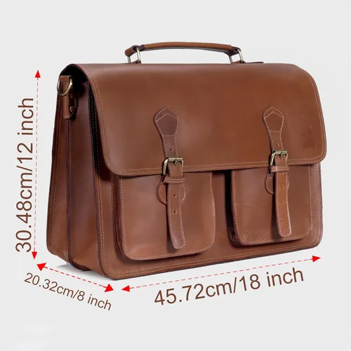 Miniatura 4 de Leather Messenger Bag For Men, Vintage Handmade Laptop Briefcase and Shoulder Bag for Men