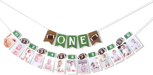 Miniatura 3 de Cartel de fútbol de primer cumpleaños – Decoración de primer cumpleaños de fútbol, pancarta de fotos de 12 meses, cartel de fotos de primer año