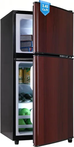 Miniatura 16 de Refrigerador dormitorio con congelador, refrigerador pequeño de 3.45 pies cúbicos con congelador para apartamento, temperatura ajustable de 7