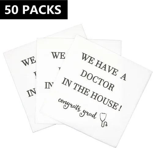 Miniatura 2 de Servilletas con texto en inglés "We Have A Doctor In The House", servilletas de graduación de doctor, decoraciones de graduación de doctor clase
