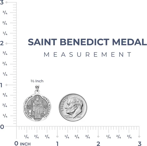 Miniatura 4 de PicturesOnGoldcom Medalla religiosa de San Benito en plata de ley oro de 10 quilates o 14 quilates