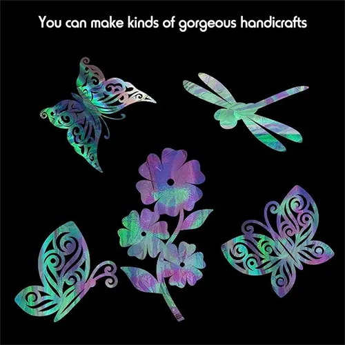 Miniatura 20 de Outus Película de celofán iridiscente de celofán arcoíris, decoración de manualidades para cestas de regalo, suministros de mariposas de hadas, Rojo