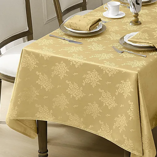 Miniatura 20 de Romanstile Mantel rectangular de jacquard, resistente al agua, elegante, con patrón floral de rosa damasco, mantel decorativo de poliéster lavable