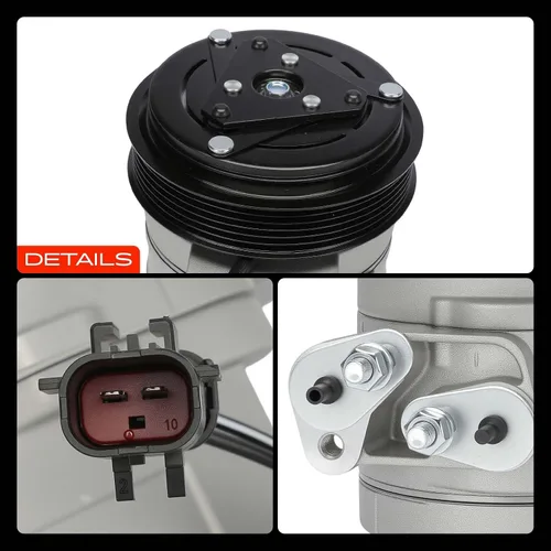 Miniatura 9 de A-Premium Compresor de aire acondicionado con embrague compatible con Jeep Wrangler 3.8L 2007-2011 Sport Utility