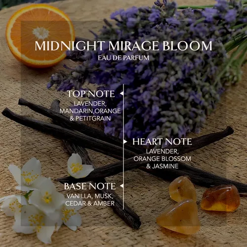 Miniatura 4 de EMBAROUGE MIDNIGHT MIRAGE BLOOM Perfume para mujer Perfume para mujeres Nota superior cítrica 100 ml 3.4 fl oz Fragancia ámbar y fougère