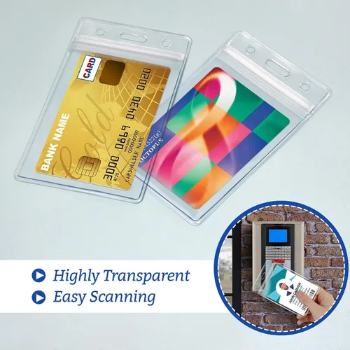 Miniatura 6 de 100 soportes verticales de plástico transparente para tarjetas de identificación
