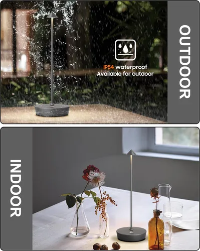 Miniatura 5 de Lámparas de mesa inalámbricas recargables, 6000 mAh, funciona con pilas, lámpara de escritorio LED para exteriores, impermeable, portátil, táctil