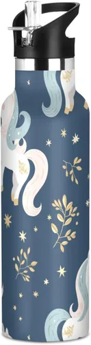 Miniatura 23 de Insulated Water Bottle with Straw Colorful Flowers Double Wall Vacuum Insulated Lightweight for Sport Gym Outdoor Travel School