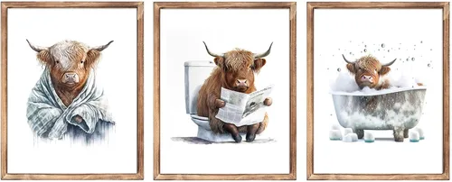 Miniatura 11 de Arte de pared enmarcado para baño, arte de pared divertido para decoración de baño, impresiones artísticas de animales de foca sosteniendo pañuelo