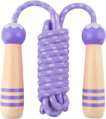 Miniatura 15 de Cuerda de Saltar para Niños, Lorvain Cuerda de Saltar Ajustable, Cuerdas de Saltar para Niños con Mango de Madera para Niñas y Niños, Cuerdas
