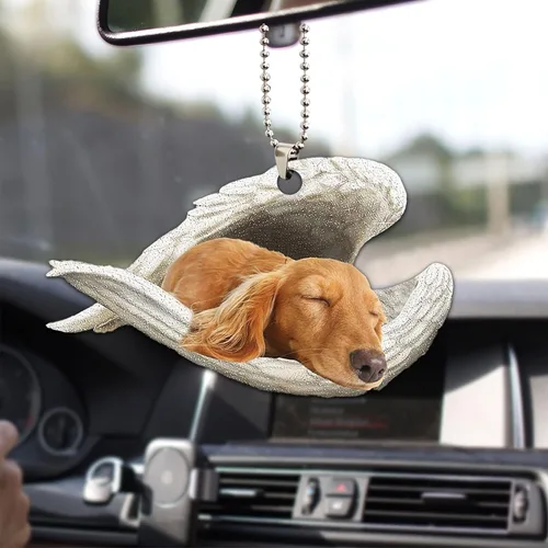 Miniatura 17 de Talataca Dachshund Angelito Durmiente Alas Memorial Tan Wheaten Dachshund 2D Plano Espejo Retrovisor de Coche Accesorios Adorno de Árbol de Navidad