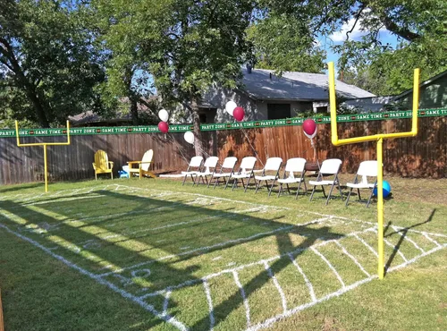 Miniatura 5 de Cartel de fiesta de fútbol 8 pulgadas de alto x 25 pies de largo Decoración de cinta de pancarta de fútbol Cinta de plástico para la hora
