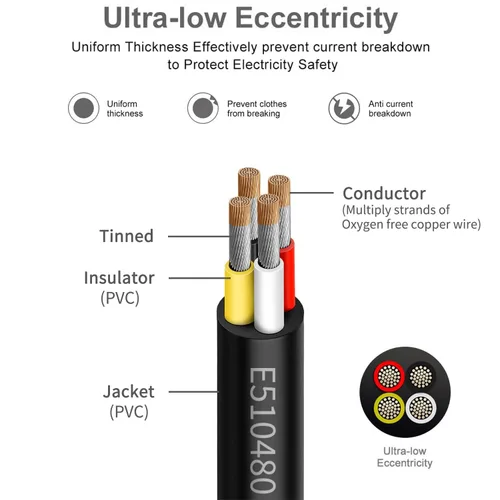 Miniatura 2 de Cable eléctrico de calibre 16, 4 conductores, 50 pies, UL 2464, cable de 16 AWG de 4 hilos, cable de cobre estañado de PVC trenzado calibre 16/4