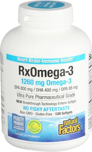 Miniatura 10 de Natural Factors, Aceite de pescado RxOmega-3, grado farmacéutico, 1260 mg de omega-3 por porción, sin regusto a pescado, 240 unidades (paquete de 1)