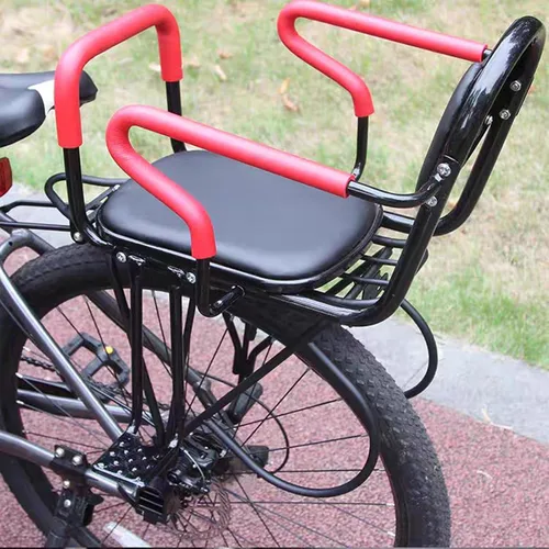 Miniatura 6 de Asiento de bicicleta para niños, marco trasero, silla de bicicleta para niños, soporte trasero con pasamanos y cinturón de seguridad para niños