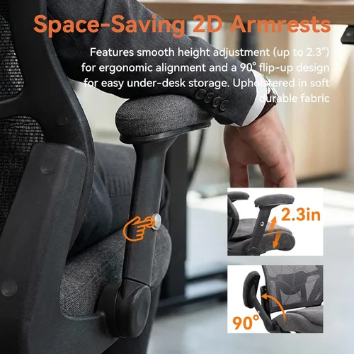 Miniatura 7 de Silla de oficina de 500 libras, silla de escritorio ergonómica de malla grande y alta, resistente con asiento extra ancho de 24 pulgadas, soporte